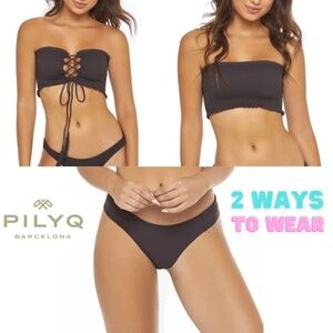 NWOT Pilyq Coco Smocked Bandeau Top & Coco Stitched Tab Bottom 2 Pc. Bik…